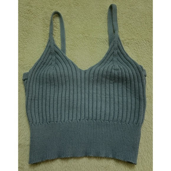 Beceel Knit Crop Top Ribbed Camisole Tee Casual Fashion Women Sz M/L - Picture 7 of 9